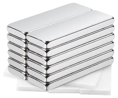 Image de 12 grands aimants néodyme plats et puissants, mesurant 30 x 10 x 3 mm ; aimants rectangulaires ultra-puissants pour tableaux magnétiques, tableaux blancs et panneaux magnétiques ; aimants puissants pour armoires de cuisine et bureaux.