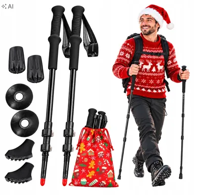 Produktbild von FIT4MED | 3-teilige, ultraleichte, zusammenklappbare Trekkingstöcke aus Carbon mit Stoßdämpfung