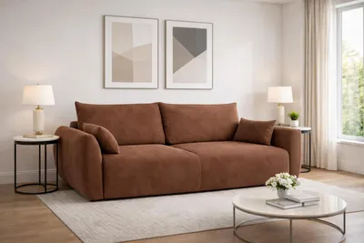 Produktbild von Kaiser Möbel Sofa mit Schlaffunktion und Bettkasten, Veloursstoff Salvador, Dunkelbraun, Zephira
