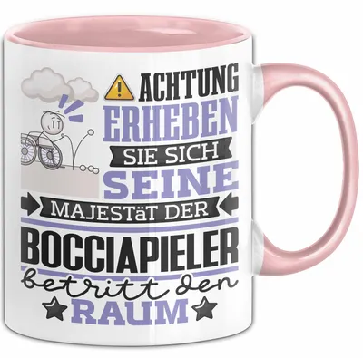Produktbild von Bocciapieler Geschenk Tasse Lustiger Spruch Erheben Sie Sich Der Bocciapieler Betritt den Raum (Rosa)