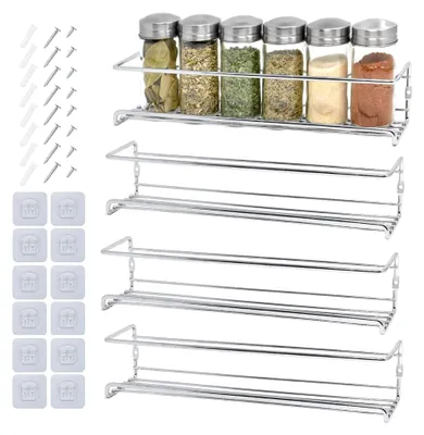 Produktbild von Gewürzregal, Wandregal, Metall, 4 Stück, Küchenregal – Gewürzhalter für die Küche