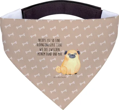 Produktbild von Mr. & Mrs. Panda Hundehalstuch Mops - Hundeglück - Geschenk, Hund, Halstuch Für Hunde, Pure Liebe, Tuch, Knuffig, Sprüche, Bandana
