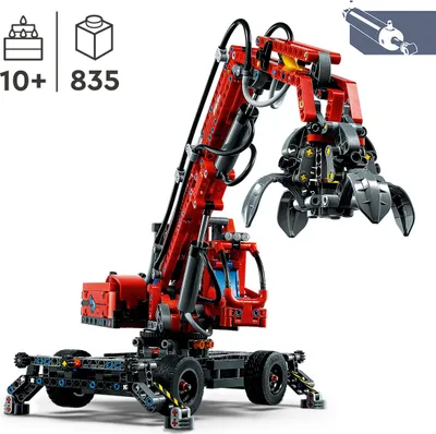 Produktbild von LEGO 42144 Technic Umschlagbagger Modell, Mechanisches Spielzeug Set, manuelle und pneumatische Funktionen, Baufahrzeug Kran, Lernspielzeug
