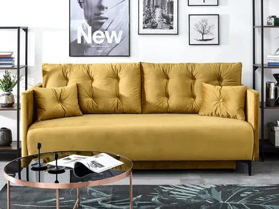 Zdjęcie produktu dla Sofa ze schowkiem NORGE - złoty / czarny