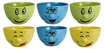Produktbild von 6 Stück Müslischalen Zwinkerli aus Porzellan, 500 ml, 13x7,5 cm