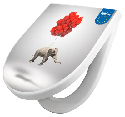 Produktbild von WC Sitz mit Absenkautomatik D Form Motiv Fliegender Elefant [TDW3 12482]