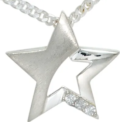 Produktbild von JOBO Kinder Anhänger Stern 925 Sterling Silber rhodiniert teilmattiert 3 Zirkonia