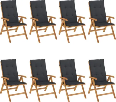 Produktbild von vidaXL Klappstühle Verstellbar mit Auflagen 8 Stk. Massivholz Teak