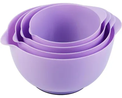 Produktbild von Rührschüssel Set 4-teilig Kunststoff Violett stapelbar rutschfest 1.6L-4.3L