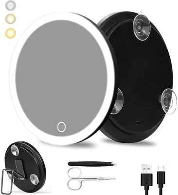 Immagine prodotto di Specchio cosmetico ingranditore con luce, 3 modalità di illuminazione, ingrandimento 30x, da tavolo