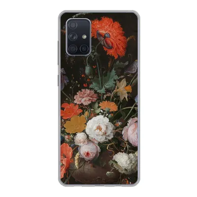 Produktbild von MuchoWow® Handyhülle Schutzhülle Hülle für Samsung Galaxy A51 Stilleben mit Blumen und einer Uhr - Gemälde von Abraham Mignon Silikon Softcase Handy Hülle - Schutzabdeckung