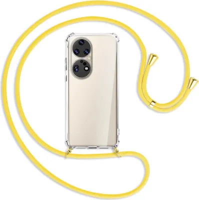 Produktbild von Handykette Backcover-Schutzhülle mit Band (Metall goldfarben) für Huawei P50 Pro - gelb