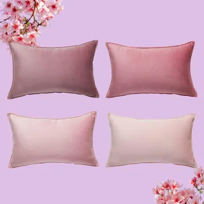 Produktbild von 4er-Set Kissenbezüge, rosa, 30 x 50 cm, Samt mit Farbverlauf, Dekokissen, Zierkissenbezüge für Sofa, Schlafzimmer, Wohnzimmer, Balkon, weich