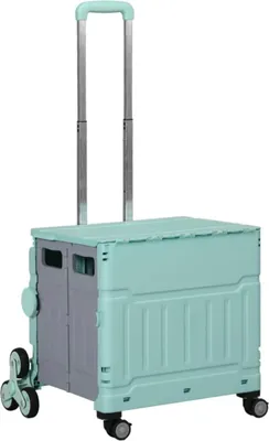 Produktbild von Einkaufswagen,Einkaufstrolley(Grün)Treppensteiger Mobile Transportbox, klappbar,Teleskopgriff, bis max. 65 Kilo belastbar