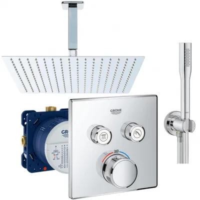 Produktbild von Grohe und Jowi Unterputz Duschsystem, mit Grohtherm SmartControl Thermostat, 360x360mm Kopfbrause, Deckenanschluss