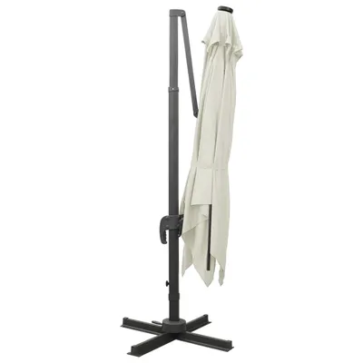 Image de vidaXL Parapluie avec éclairage LED 300 cm blanc sable