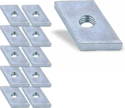 Produktbild von 10x Nutenstein | Gewindeplatte Rhombus 20x13x4 mm M5 Gewinde Winkel 24° | Stahl verzinkt 5-8um