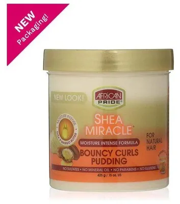 Zdjęcie produktu dla African Pride Shea Miracle Curl Styling Custard 340ml, Krem do włosów, Unisex, Kręconych włosów, 340 ml, Nawilżający, Wygładzający, Słoiczek