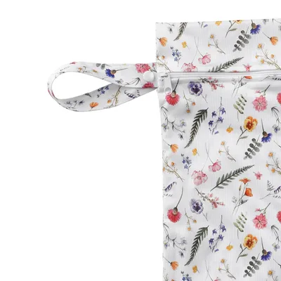Image de XKKO Sac à couches Wetbag M 30x45 cm pour 5-6 couches en tissu mouillées(Fleurs Sauvages Blanc)