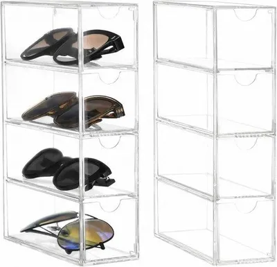 Produktbild von Aufbewahrungsboxen für Brillen und Schmuck – 17,5 x 24,6 x 6,5 cm – aus Acryl mit 4 Schubladen – ideal zur Organisation