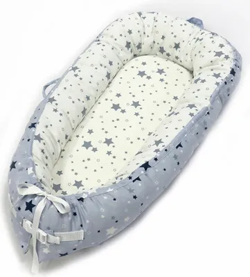 Obrázek produktu pro Baby Nest Cuddle Nest Dětská postýlka Snímatelný ochranný polštář pro novorozence Bavlněná postýlka, Grey Stars, 50 * 80 cm