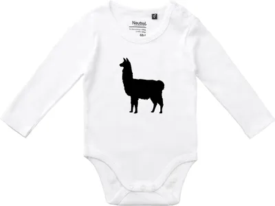 Produktbild von Huuraa Baby Body Lama Silhouette 74 White  Baumwolle Fairtrade Langarmbody Geschenkidee