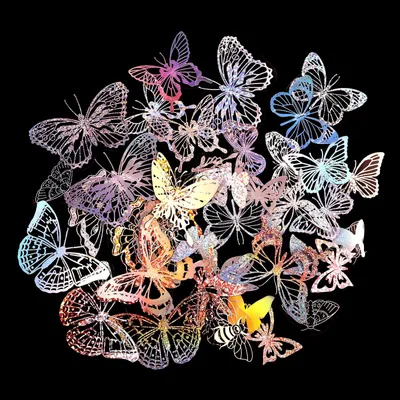 45 Glitzer-Schmetterlingsaufkleber, holografisch, wasserdicht