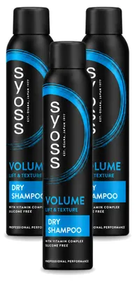 Imagen del producto de 3 unidades de champú seco Syoss Volume - 200 ml cada uno - Paquete económico