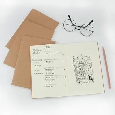 Produktbild von Famanu A5 Notizbuch 10er Pack - Leere/Gelinierte Seiten, Kraftpapier Softcover