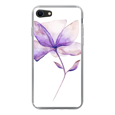 Produktbild von MuchoWow® Handyhülle Schutzhülle Hülle für iPhone SE 2022 Blumen - Aquarell - Lila Silikon Softcase Handy Hülle - Schutzhülle
