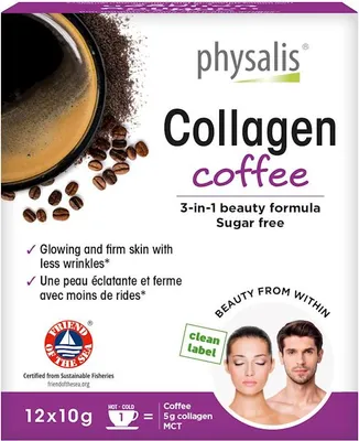 COLLAGEN COFFEE - KAWA KOLAGENOWA BEZ CUKRU BEZGLUTENOWA KETO 12 SASZETEK - PHYSALIS