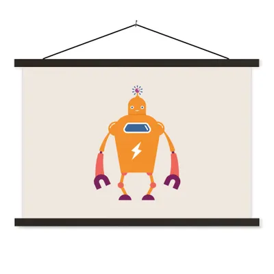 Produktbild von MuchoWow® Textilposter Roboter - Antenne - Orange - Blitzschlag - Junge - Kinder 150x100 cm mit schwarzem Rahmen - Schlafzimmer