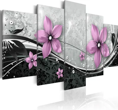 Produktbild von Leinwandbilder 200x100 cm b-A-0075-b-n Vlies Leinwandbild 5 tlg Kunstdruck modern Wandbilder XXL Wanddekoration Design Wand Bild ABSTRAKT BLUMEN ORNAMENT