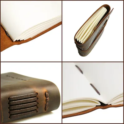 Produktbild von Nautischer Kompass Präge-Leder Notizbuch A5 20 x 15cm für Männer | Frauen Vintage Hardcover Tagebuch mit Stift | 300 unlinierte Seiten Reisetagebuch Skizzenbuch