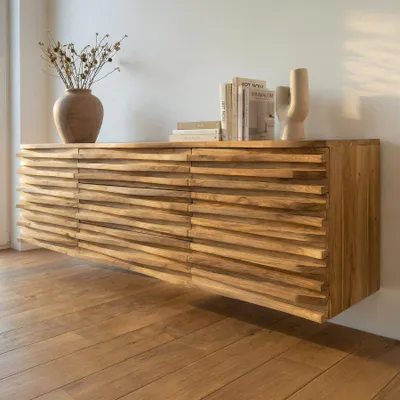 Produktbild von riess-ambiente Hängendes Sideboard RELIEF 175cm natur massives Akazienholz mit Schubladen Wandhalterung