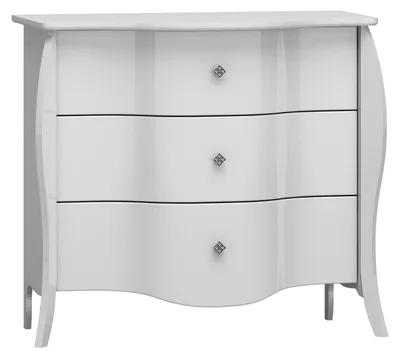 Zdjęcie produktu dla Komoda BR04, biały połysk, lakierowany MDF, metalowe uchwyty