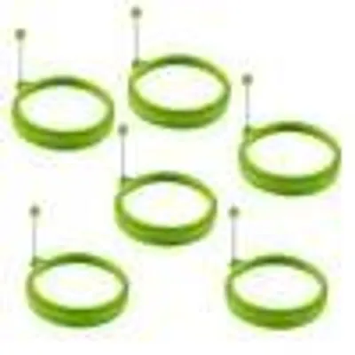 Produktbild von 6 Pack Ei Ring,Spiegeleiform für Bratpfanne Ei Ringe Silikon Pfannkuchenform Rund Omelett Form Für Eier Kochen(Grün)