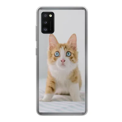 Produktbild von MuchoWow® Handyhülle Schutzhülle Hülle für Samsung Galaxy A41 Kätzchen - Blau - Orange - Mädchen - Jungen - Kind Silikon Softcase Handy Hülle - Mobiltelefon