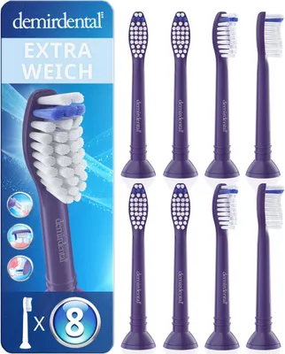 Zdjęcie produktu dla Zestaw 8 nakładek Demirdental Extra Soft do szczoteczek Philips Sonicare | Fioletowe