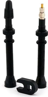 Immagine prodotto di Valvole tubeless Trezado nere da 80 mm - Confezione blister - 2 pezzi con chiave