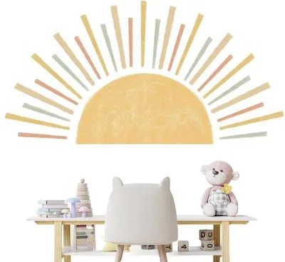 Productafbeelding van Unyqoos® Boho Zonsopgang Wandsticker – zelfklevend PVC, verwijderbaar en zonder resten, boho wanddecoratie voor kinderkamers en woonkamers