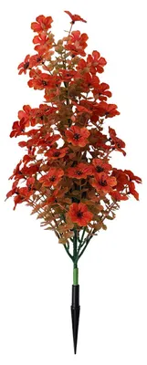 Image de Piquet de terre en forme de fleur artificielle, couleur vive, eucalyptus violet artificiel pour l'extérieur, couleur rouge