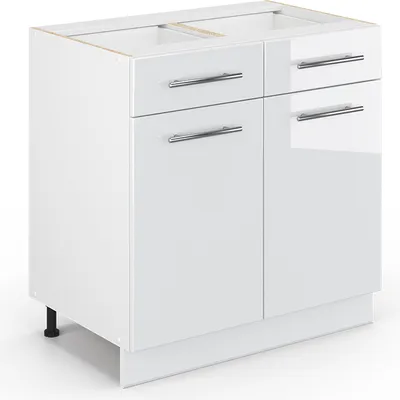 Produktbild von Vicco Küchenunterschrank Fame-Line, 80 cm ohne Arbeitsplatte, Weiß Hochglanz/Weiß
