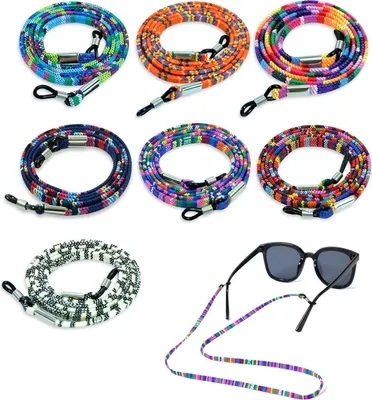Produktbild von Qufiiry Brillenband Damen, 7 Pcs Brillenkette, brillenbänder Bunt, Baumwolle Brillen Ketten, Einstellbare Anti Rutsch Brillen Halter Brillenschnur für Lesebrillen Sonnenbrillen Schutzbrillen Sport