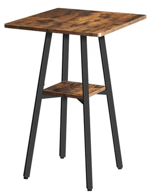 Produktbild von Bartisch 2-stufig Bistrotisch Stehtisch mit 2 Tischplatten rustikales Braun Schwarz