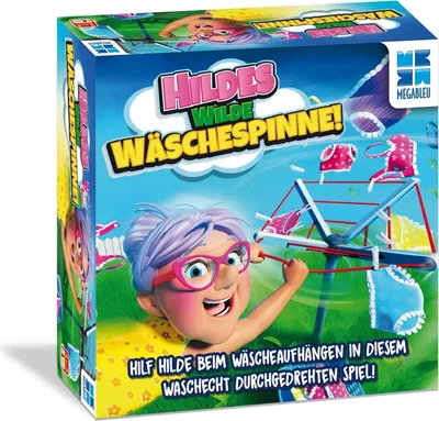 Produktbild von MEGABLEU, Hildes wilde Wäschespinne, Familienspiel ab 4, Lustiges Aktionsspiel mit motorischen Herausforderungen, Spannendes Kinderspiel, Für 2–4 Spieler ab 4 Jahren