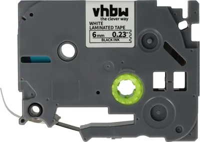 Produktbild von vhbw Schriftband-Kassette kompatibel mit Brother PT 1230PC, 1200P, 1200, 1090, 1080, 1010, 1000-Serie Etiketten-Drucker 8m x 6mm Schwarz auf Weiß