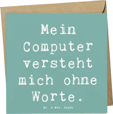 Produktbild von Mr. & Mrs. Panda Klappkarte Spruch Verständnisvoller Softwareentwickler - Meeresbrise - Geschenk, anlasskarte, Berufsprodukte, Verständnis, doppelkarte, Glückwunschkarte