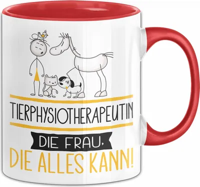Produktbild von Tierphysiotherapeutin Geschenk Tasse Becher Die Frau Die Allen Kann Geschenkidee für eine Tierphysiotherapeutin Lustig (Rot)