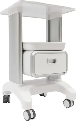 Zdjęcie produktu dla Wózek salonowy – wózek na kółkach – 1 szuflada – nośność 100 kg – wysokość 76 cm – ciche kółka – metalowa rama – kolor biały